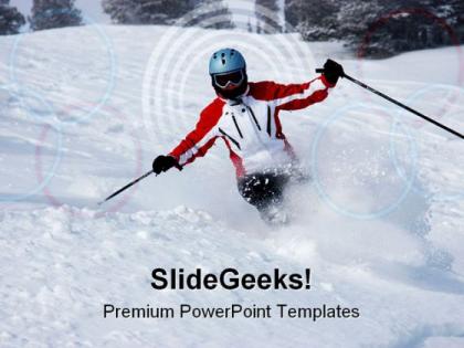 Female skier sports powerpoint templates and powerpoint backgrounds 0511