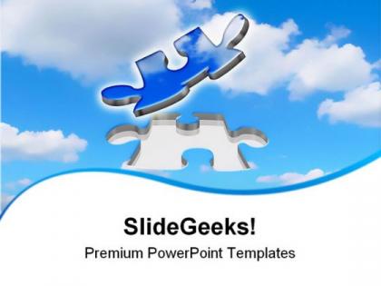 Flying puzzle piece metaphor powerpoint templates and powerpoint backgrounds 0811