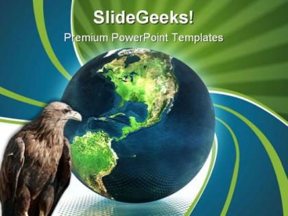 Globe with eagle animals powerpoint templates and powerpoint backgrounds 0111