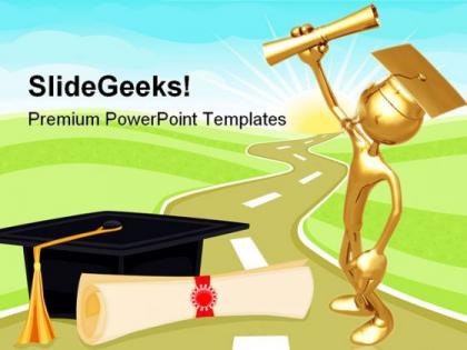 Graduate holding diploma education powerpoint templates and powerpoint backgrounds 0711