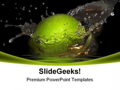 Green apple and bursts food powerpoint templates and powerpoint backgrounds 0311