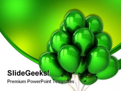 Green helium balloons festival powerpoint templates and powerpoint backgrounds 0311