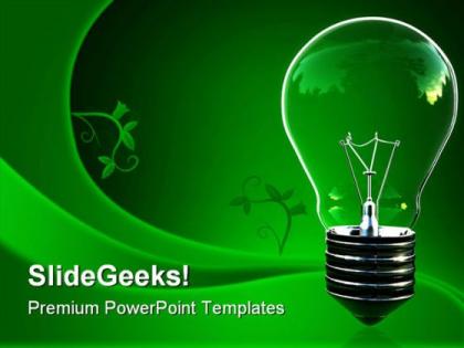 Green light eco bulb environment powerpoint templates and powerpoint backgrounds 0511