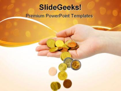 Hand and falling coins money powerpoint templates and powerpoint backgrounds 0711