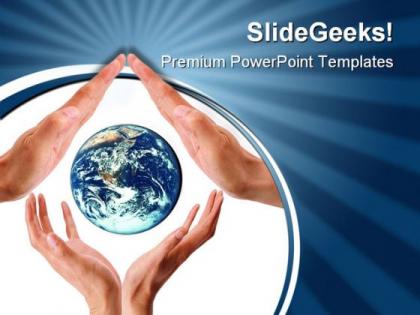 Hands holds earth global powerpoint templates and powerpoint backgrounds 0211