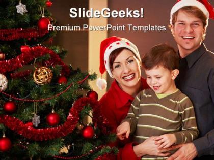 Happy christmas family powerpoint backgrounds and templates 1210