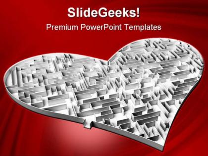Heart maze shapes powerpoint backgrounds and templates 1210