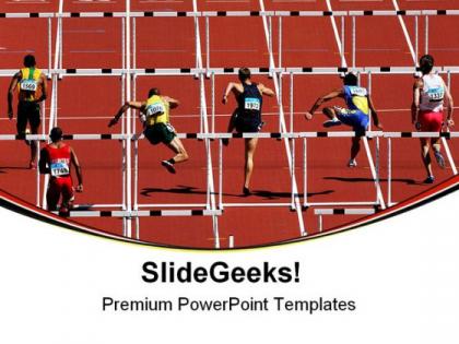 Hurdles sports competition powerpoint templates and powerpoint backgrounds 0611