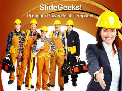 Industrial workers construction powerpoint templates and powerpoint backgrounds 0911