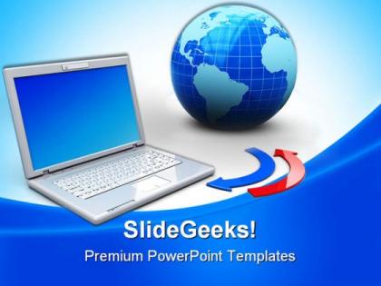 Laptop and global internet powerpoint templates and powerpoint backgrounds 0111