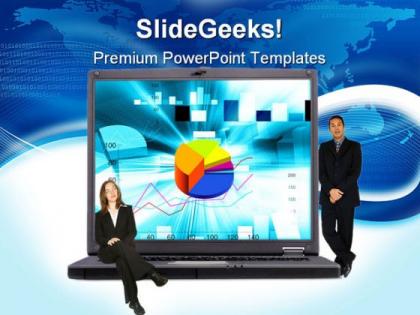 Laptop with executive business powerpoint templates and powerpoint backgrounds 0511