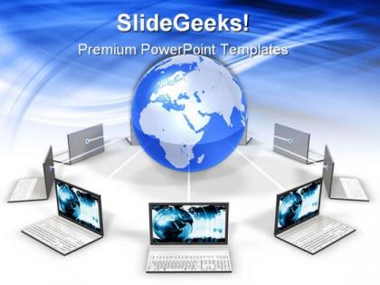Laptops around the world communication powerpoint templates and powerpoint backgrounds 0311
