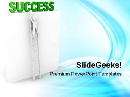 Man climbs on ladder success powerpoint templates and powerpoint backgrounds 0811