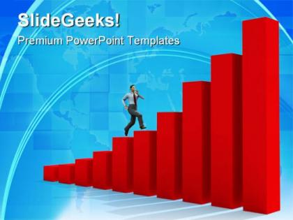 Man run up on graph business powerpoint templates and powerpoint backgrounds 0511