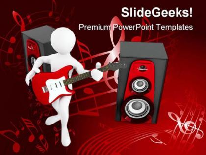 Man with guitar and loud speakers music powerpoint templates and powerpoint backgrounds 0211