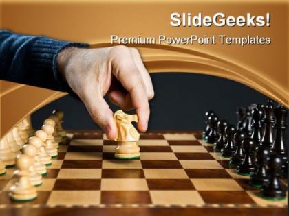 Moving knight on chess game powerpoint templates and powerpoint backgrounds 0211