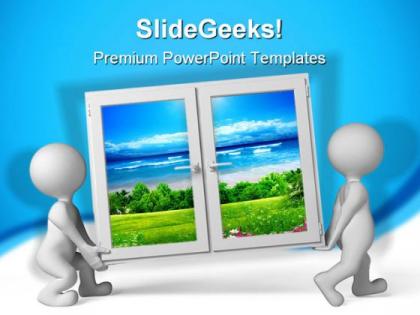 Nature window people powerpoint templates and powerpoint backgrounds 0311