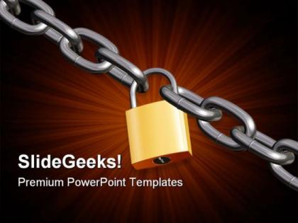 Padlock with chain security powerpoint templates and powerpoint backgrounds 0711