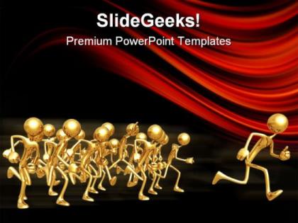 People running leadership powerpoint templates and powerpoint backgrounds 0511