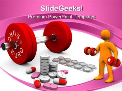 Pills and dumbbells health powerpoint templates and powerpoint backgrounds 0811