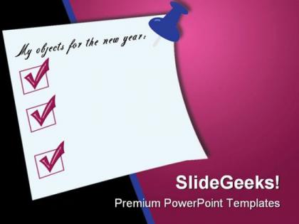 Postit with goals business powerpoint backgrounds and templates 0111