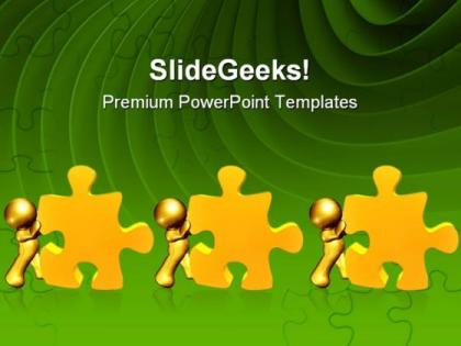 Pushing puzzle piece solution business powerpoint templates and powerpoint backgrounds 0711