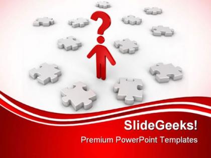 Puzzled man with question metaphor powerpoint templates and powerpoint backgrounds 0611