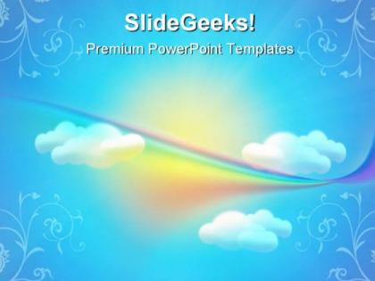 Rainbow sky with clouds nature powerpoint templates and powerpoint backgrounds 0711