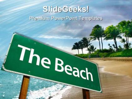 Road sign beach powerpoint templates and powerpoint backgrounds 0711