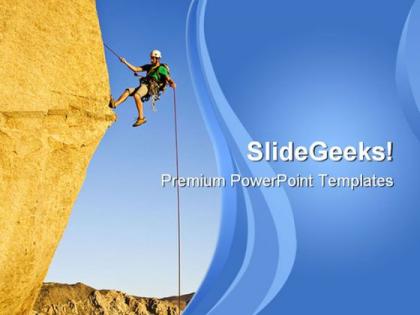 Rock climber rappelling vacations powerpoint templates and powerpoint backgrounds 0811