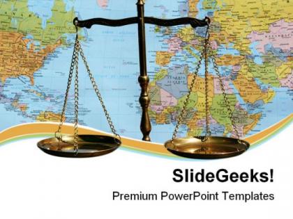 Scales and world map law powerpoint templates and powerpoint backgrounds 0711
