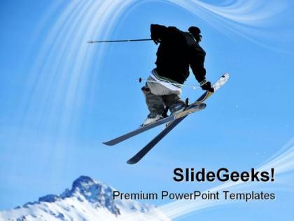 Skier jumping holidays powerpoint templates and powerpoint backgrounds 0811