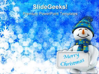 Snowman wishing christmas festival powerpoint templates and powerpoint backgrounds 0511