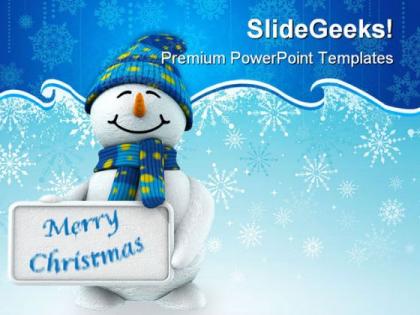 Snowman with signpost festival powerpoint templates and powerpoint backgrounds 0311
