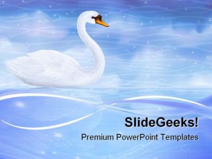 Swan reflecting in water animals powerpoint templates and powerpoint backgrounds 0711