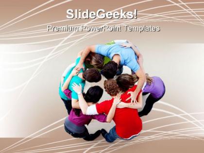 Team people hugging business powerpoint templates and powerpoint backgrounds 0911