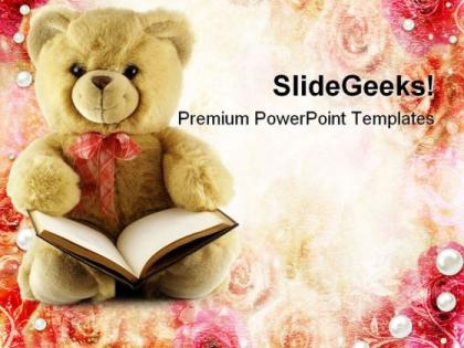 Teddy with book education powerpoint templates and powerpoint backgrounds 0711