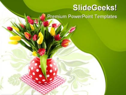 Tulips pot beauty powerpoint templates and powerpoint backgrounds 0611
