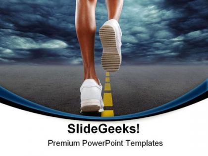 Woman jogging health powerpoint templates and powerpoint backgrounds 0811