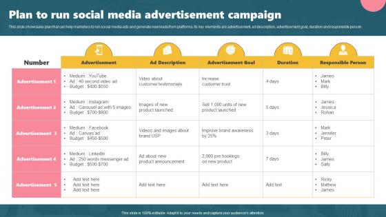 Q1003 Plan To Run Social Media Advertisement Campaign Acquiring Customers Through Search MKT SS V