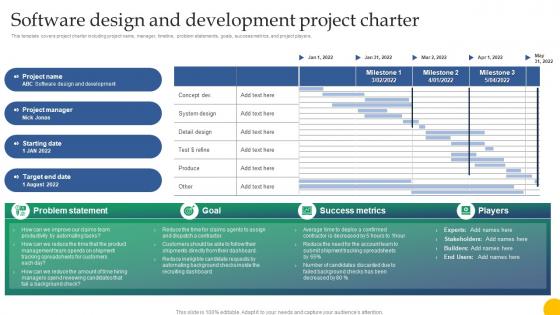 Q411 Software Design And Development Project Charter Design For Software A Playbook