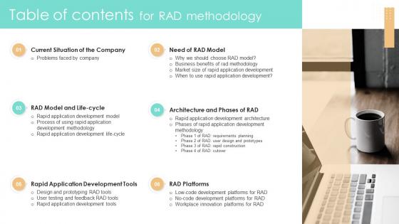 Q605 Table Of Contents For RAD Methodology Ppt Slides Infographic Template