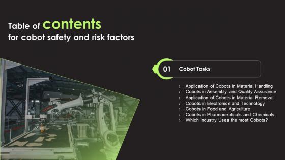 Q920 Table Of Contents For Cobot Safety And Risk Factors Ppt File Graphics Tutorials