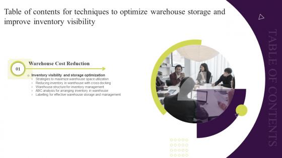 Q926 Table Of Contents For Techniques To Optimize Warehouse Storage And Improve Inventory Visibility