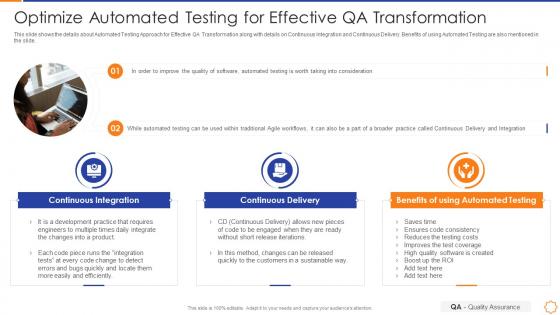 Qa enabled business transformation optimize automated testing