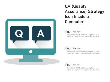 Qa quality assurance strategy icon inside a computer