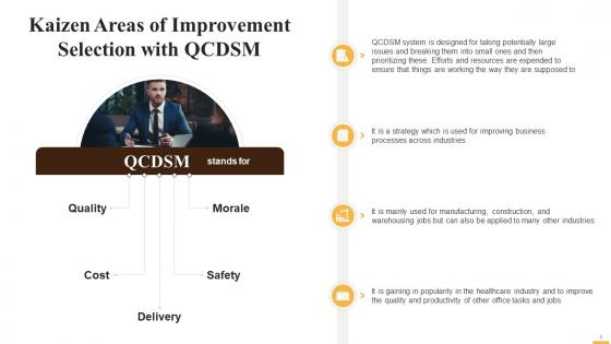 QCDSM Approach For Kaizen Improvement Area Selection Training Ppt