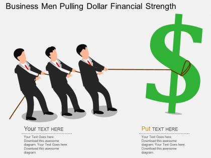 Qd business men pulling dollar financial strength flat powerpoint design