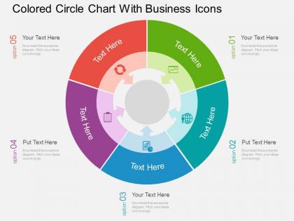 Qg colored circle chart with business icons flat powerpoint design