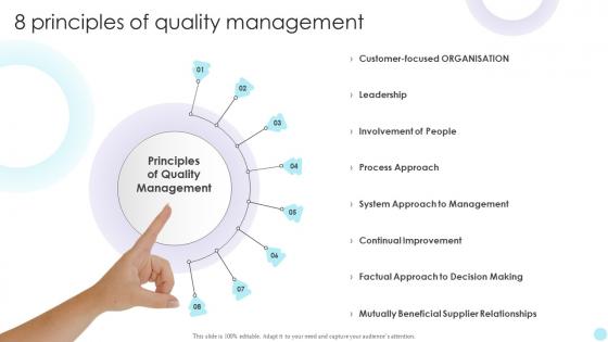QMS 8 Principles Of Quality Management Ppt Infographic Template Gridlines